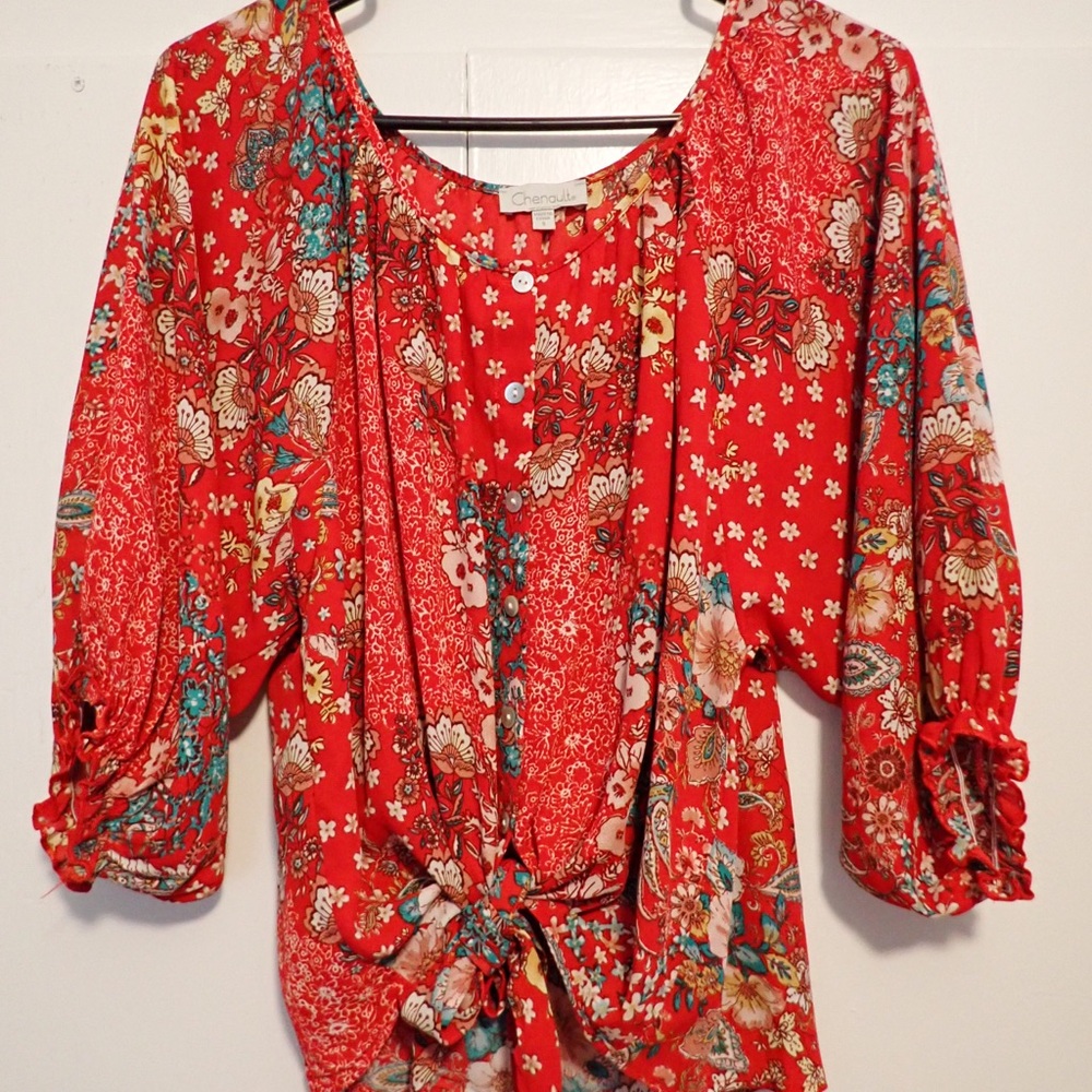 Chenault Red Floral Women's Blouse